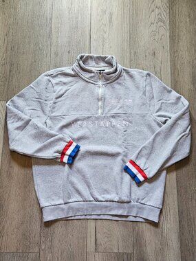 Red Bull Racing Max Verstappen 1/4 Zip Pullover Sweatshirt Grey Men's Size L